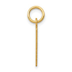 14K Gold Small Polished Elongated Charm Laser Cut Elegant Design