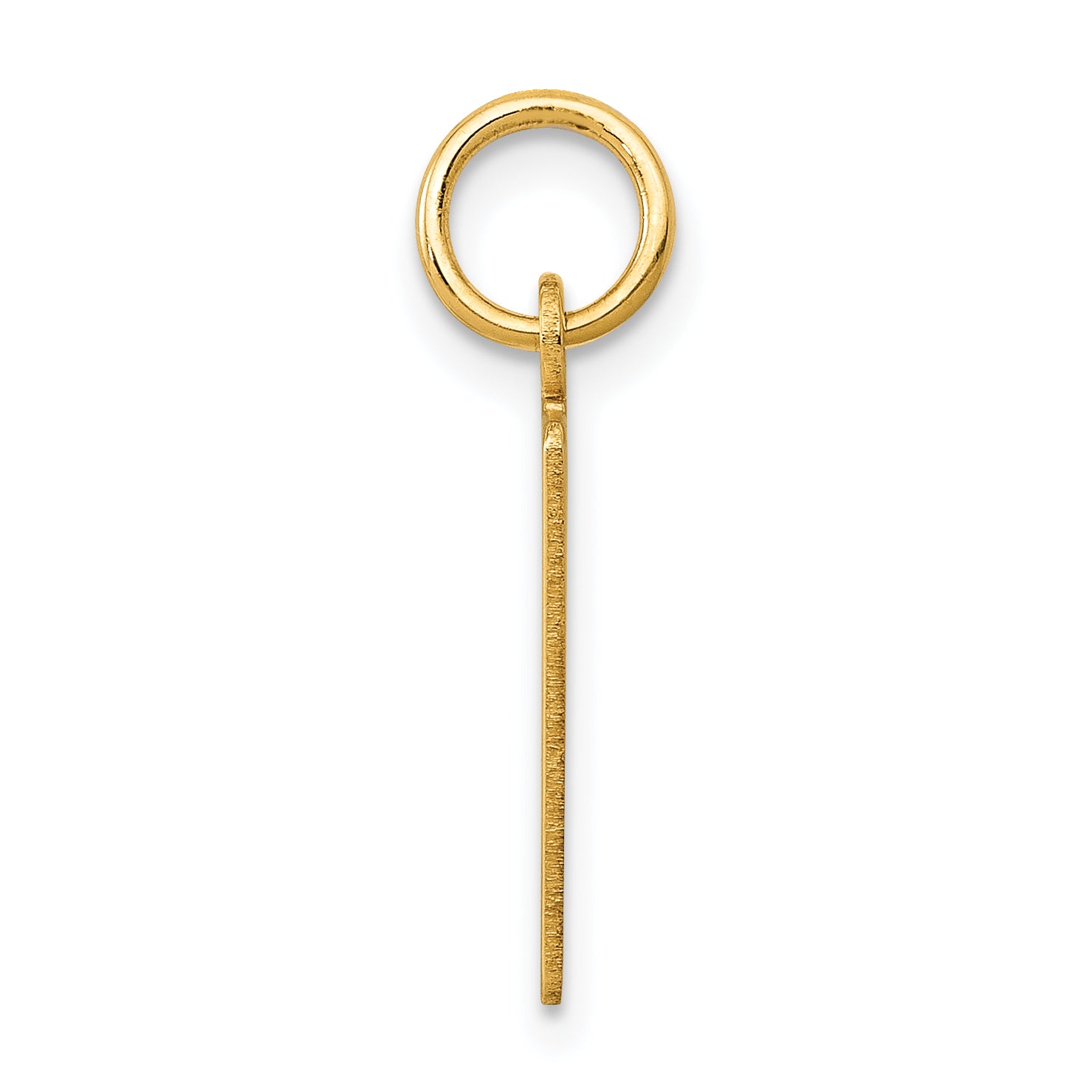 14K Gold Small Polished Elongated Charm Laser Cut Elegant Design