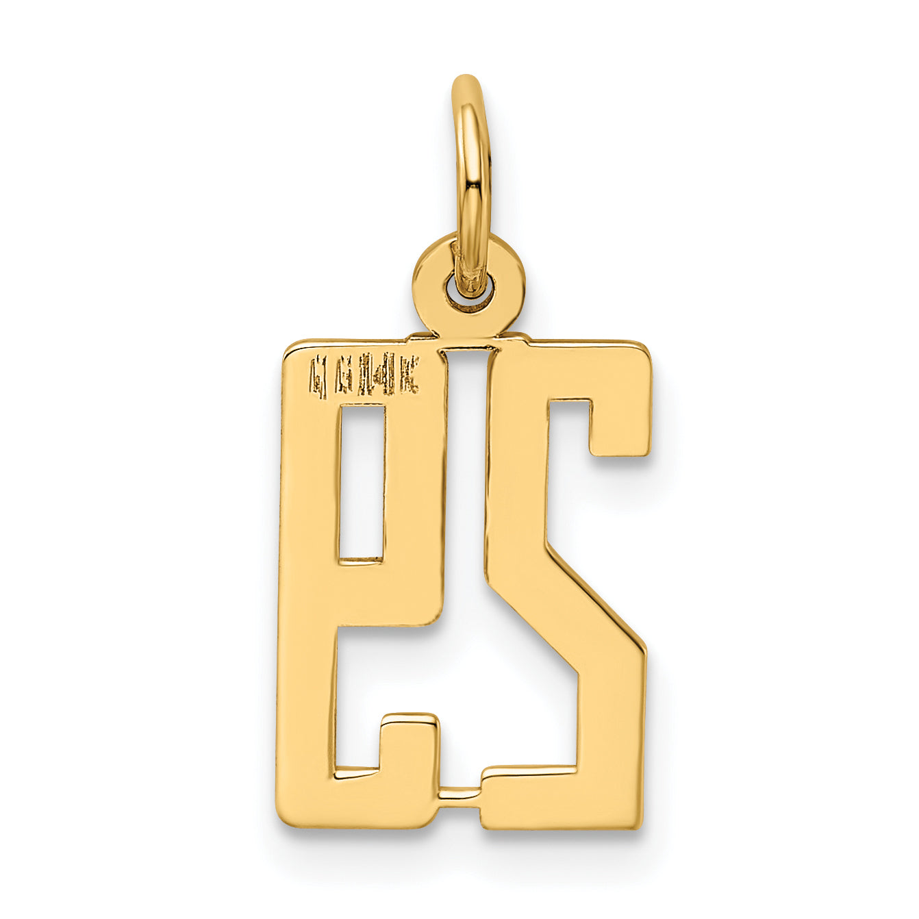 14K Gold Small Polished Elongated Charm Laser Cut Elegant Design