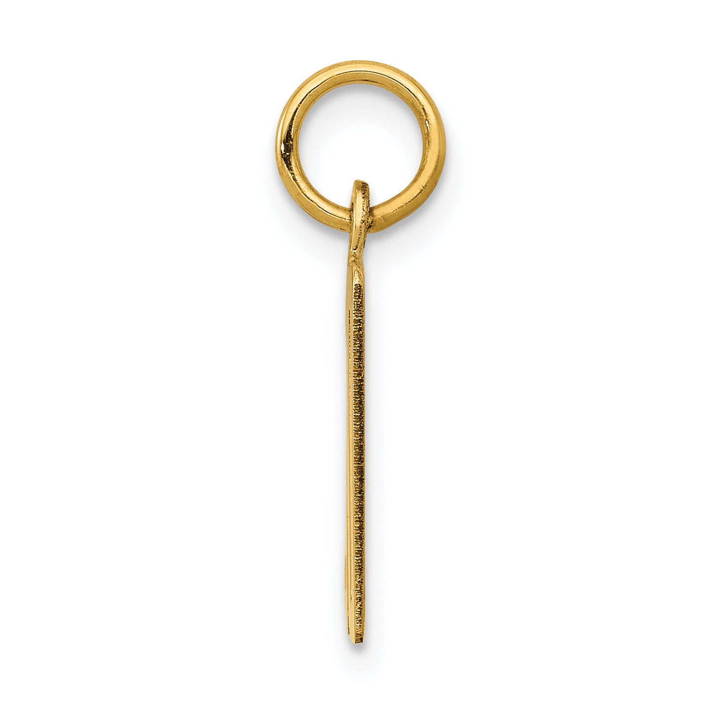 14K Gold Polished Elongated Charm Small, Laser Cut Design Secondary image