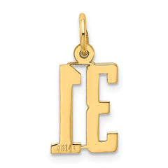 14K Gold Polished Small Elongated Charm 31  Laser Cut