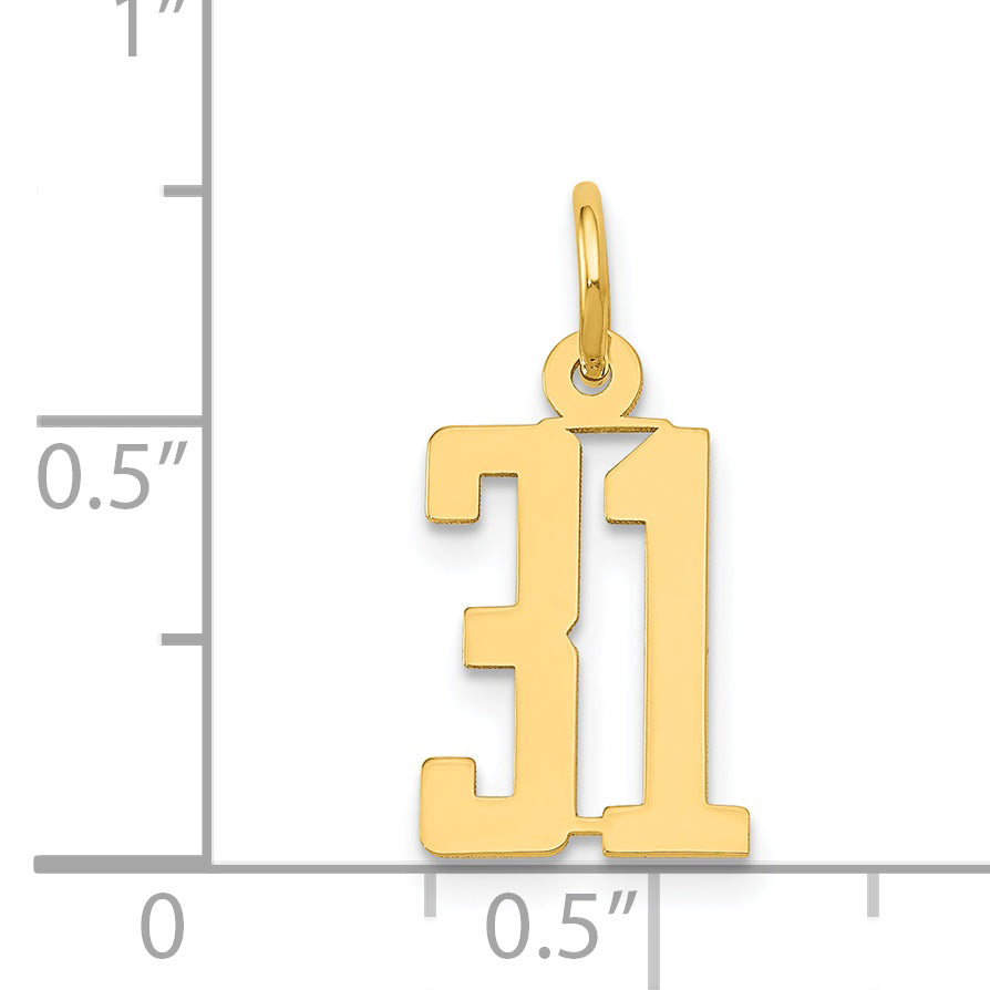 14K Gold Polished Small Elongated Charm 31  Laser Cut