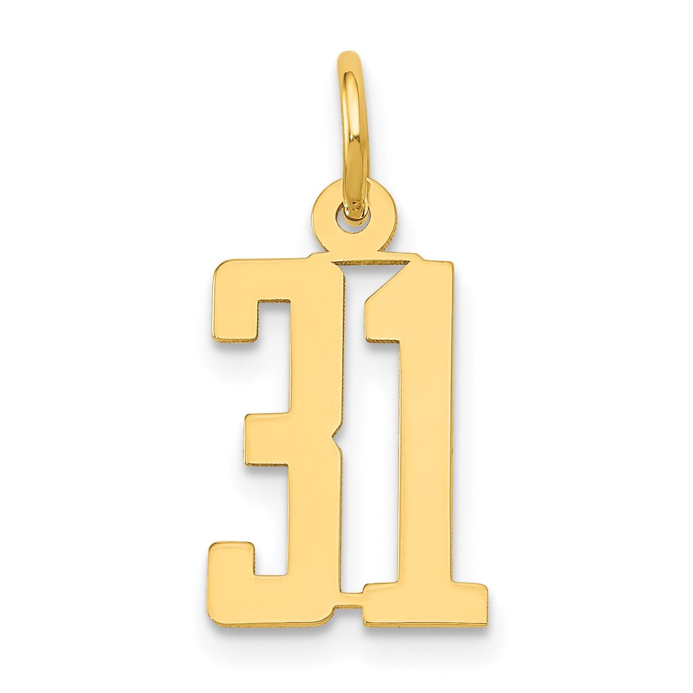 14k Small Elongated Number 31 Charm