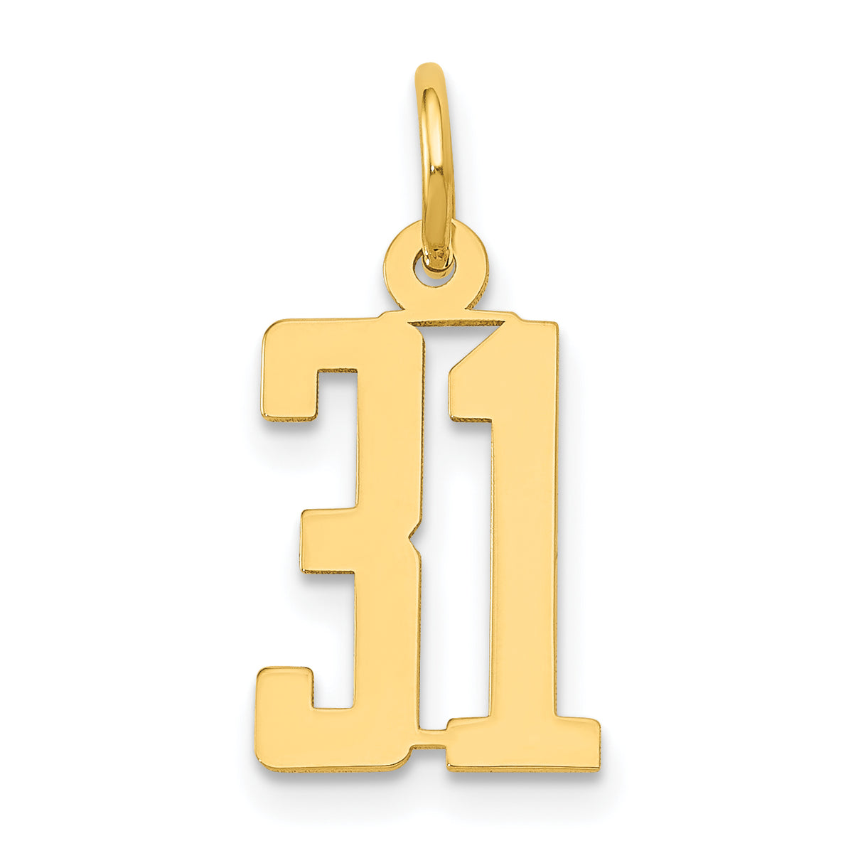 14k Small Elongated Number 31 Charm