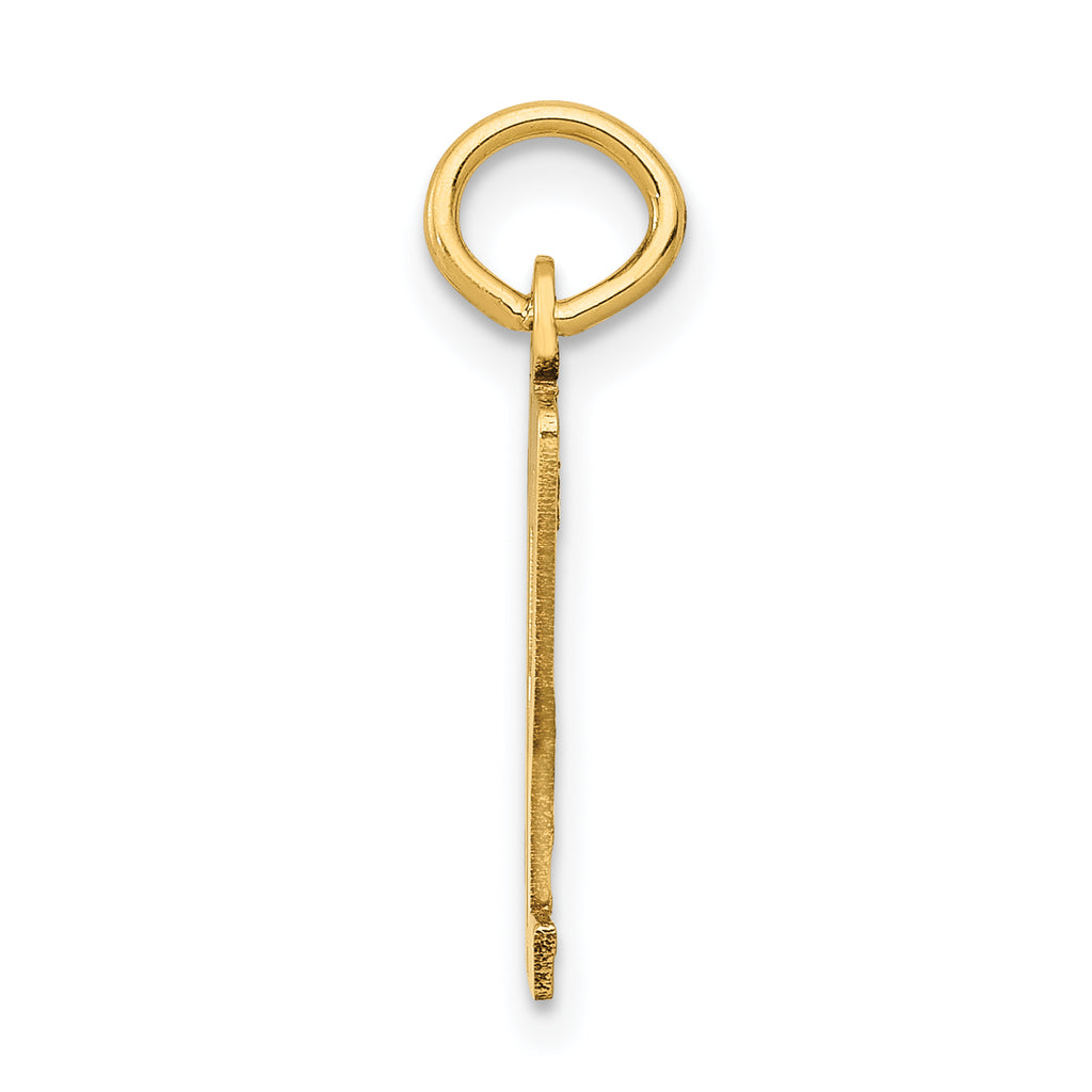 14K Gold Small Polished Elongated Charm with Laser Cut Design