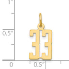 14K Gold Polished Elongated 33 Charm Small, Laser Cut, Themed