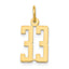 14k Small Elongated Number 33 Charm