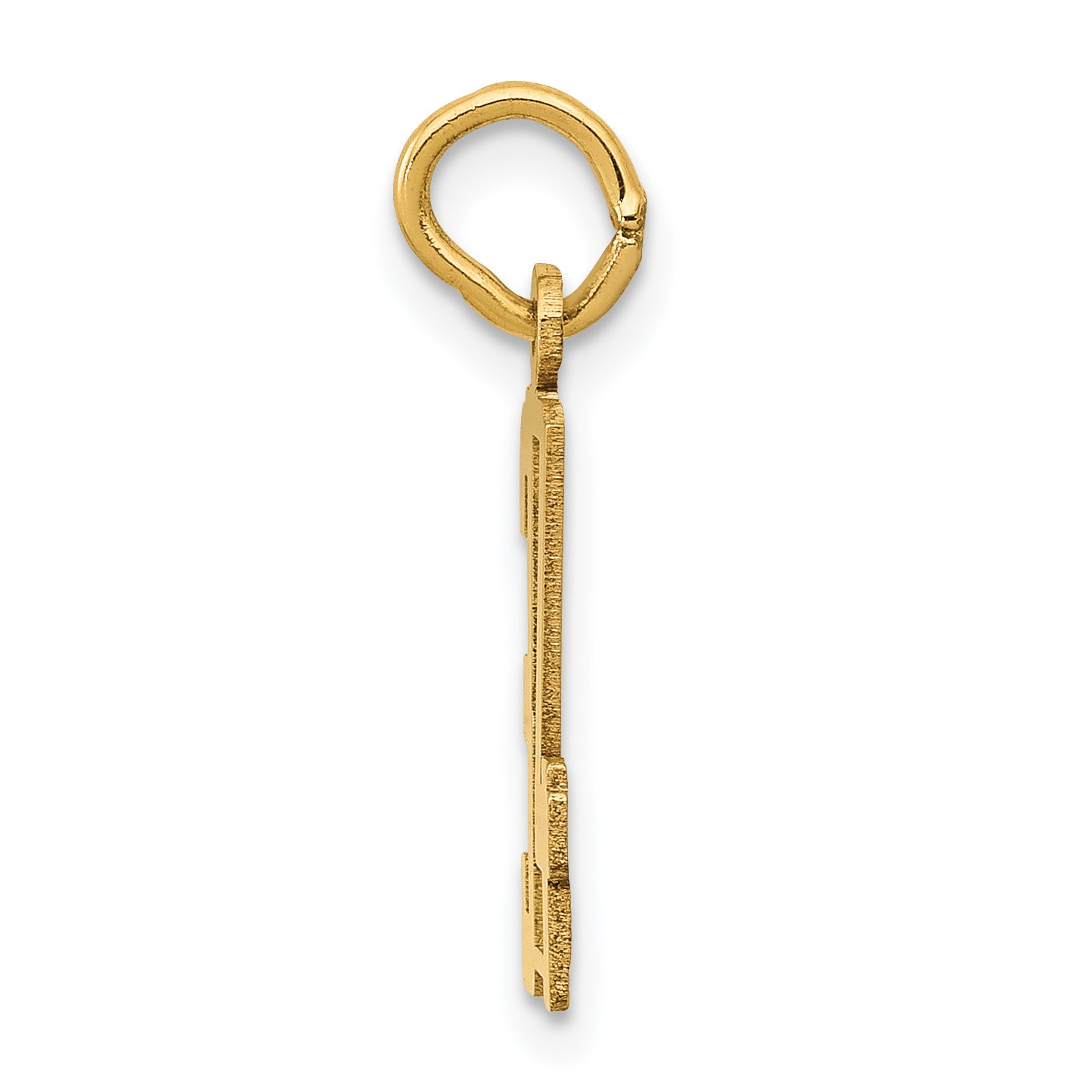 14K Gold Small Polished Elongated Charm with Laser Cut Detailing Secondary image