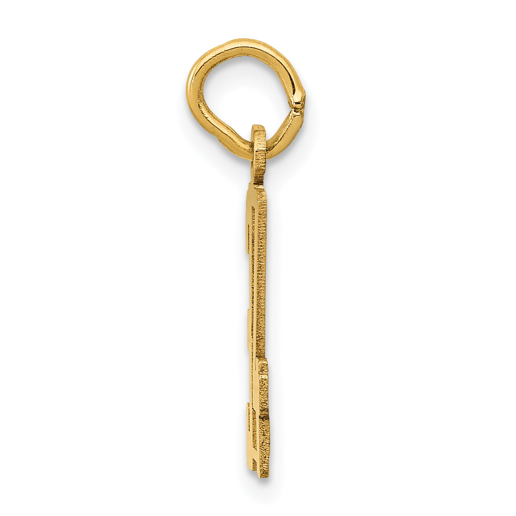14K Gold Small Polished Elongated Charm with Laser Cut Detailing