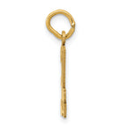 14K Gold Small Polished Elongated Charm with Laser Cut Detailing