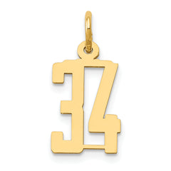 14k Small Elongated Number 34 Charm