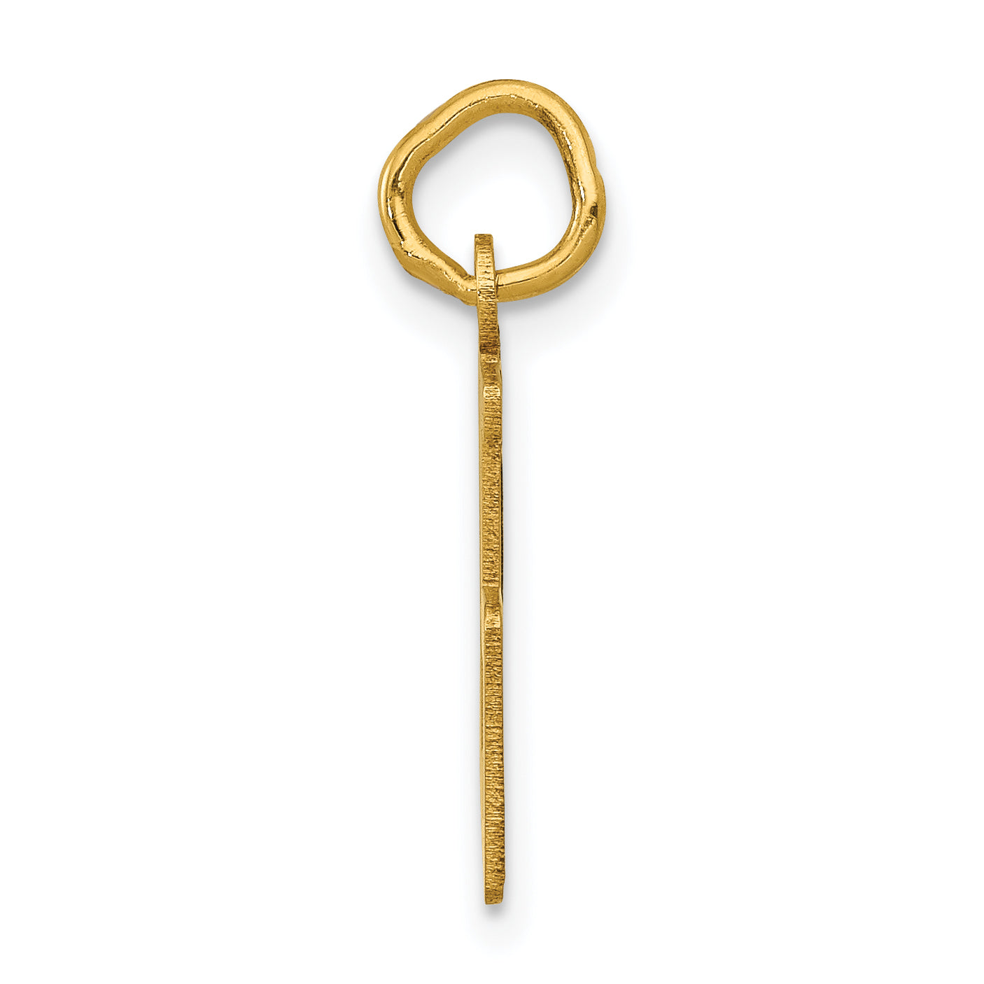 14K Gold Polished Elongated Charm Small, Laser Cut, Elegant Design Secondary image