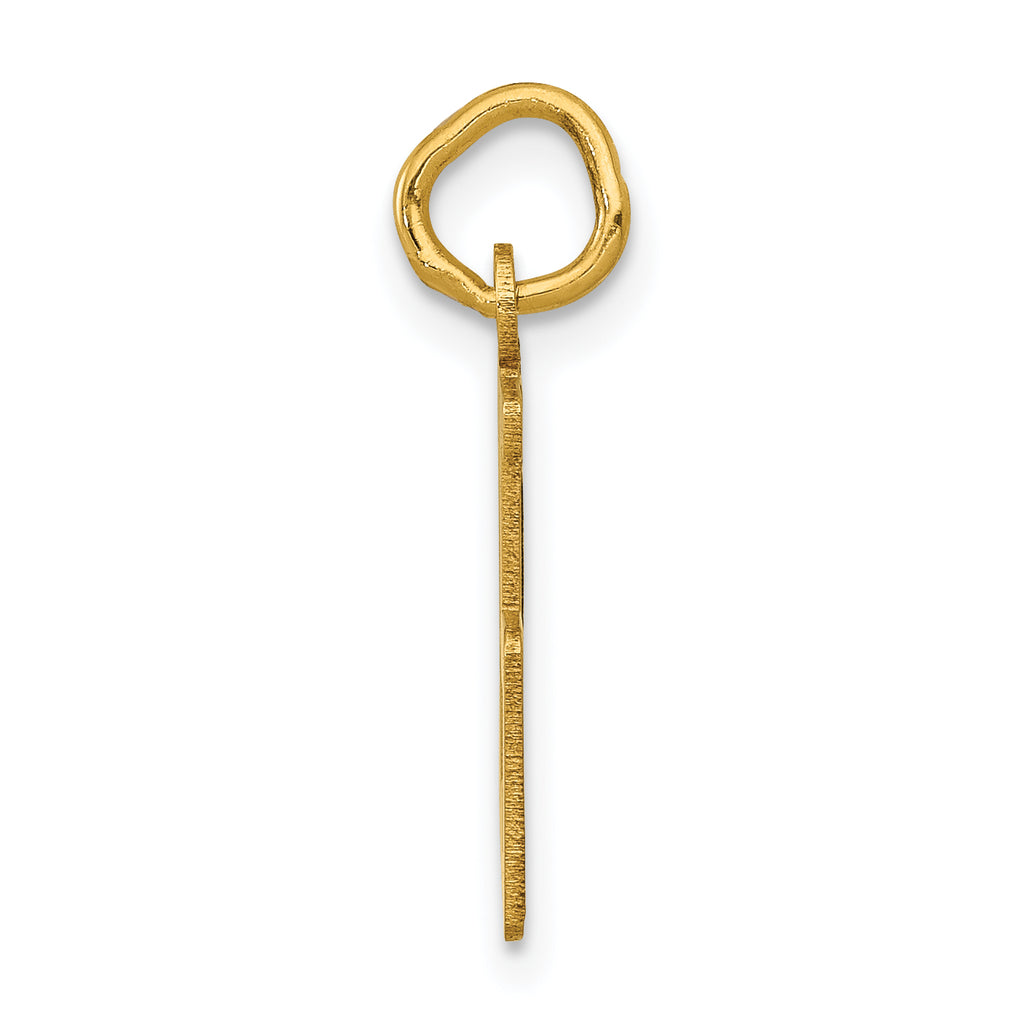 14K Gold Polished Elongated Charm Small, Laser Cut, Elegant Design