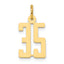 14k Small Elongated Number 35 Charm