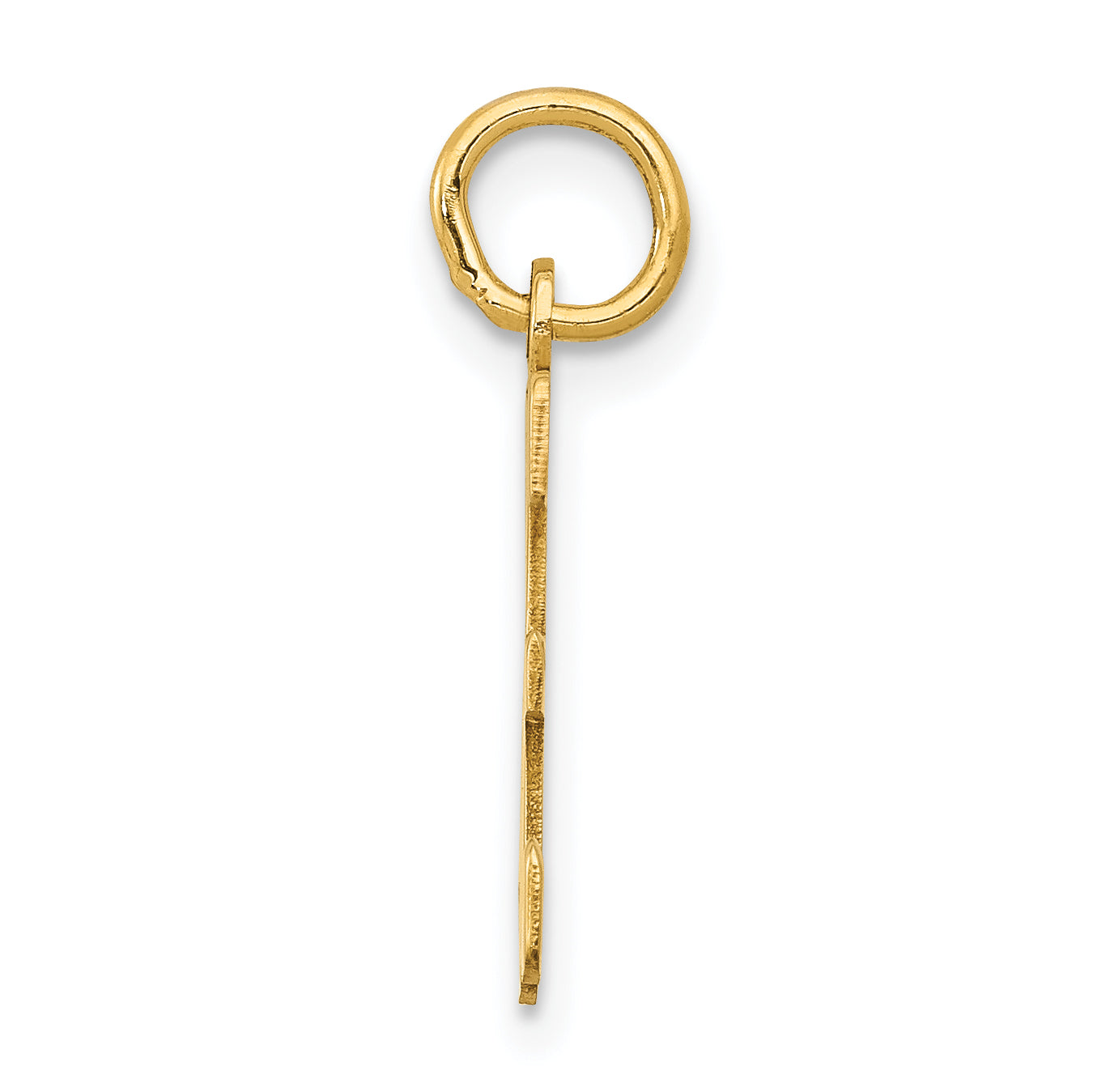 14K Gold Small Polished Elongated Charm with Laser Cut Detailing