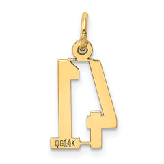 14K Gold Polished Elongated Charm Elegant Laser-Cut Design