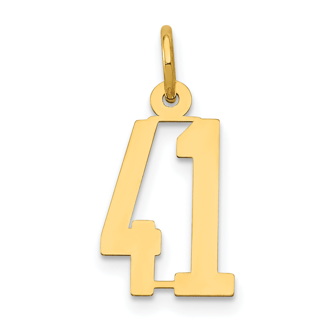 14k Small Elongated Number 41 Charm
