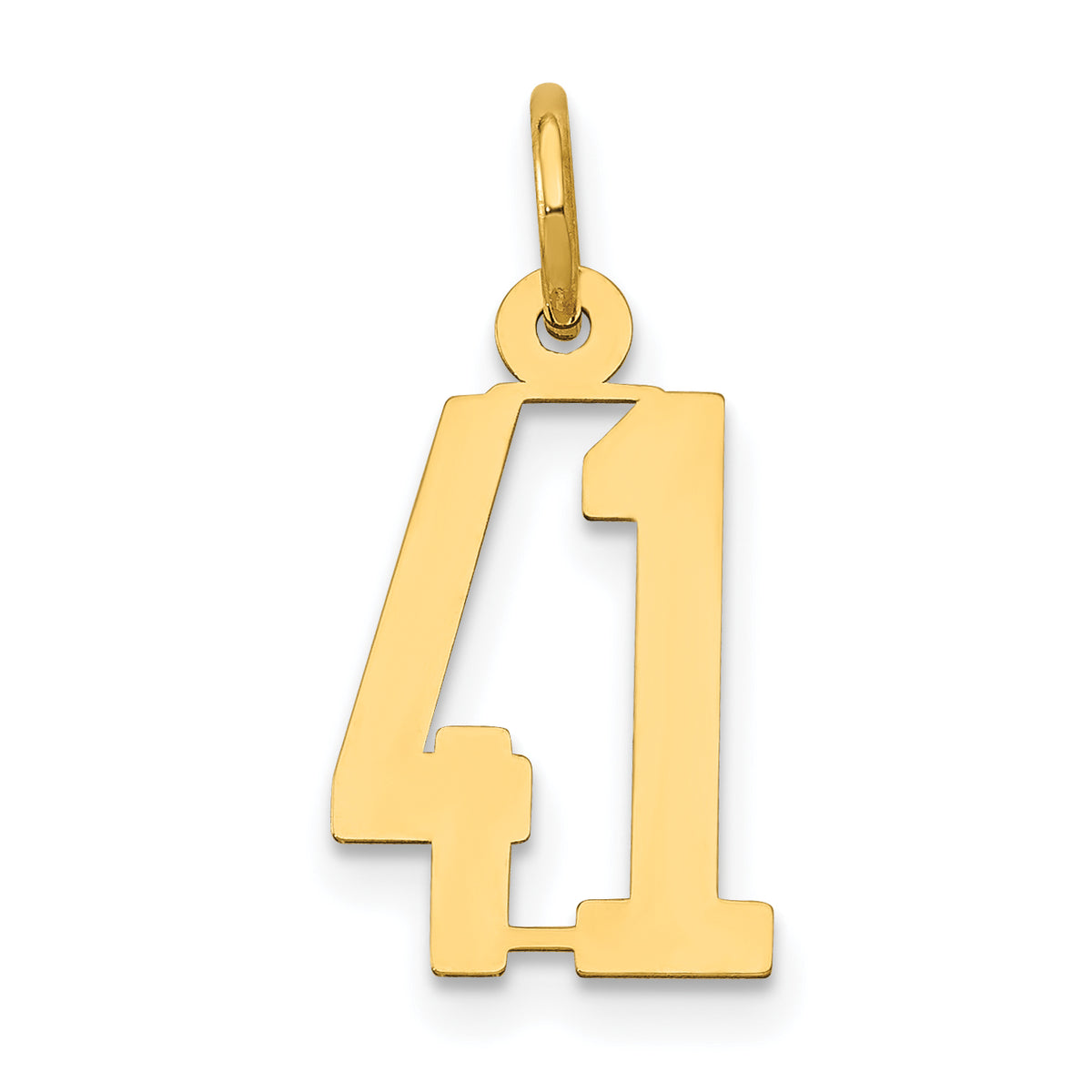 14k Small Elongated Number 41 Charm
