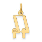 14K Gold Polished Elongated 44 Charm Pendant  Small, Laser-Cut, Elegant Design