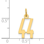 14K Gold Polished Elongated 44 Charm Pendant  Small, Laser-Cut, Elegant Design