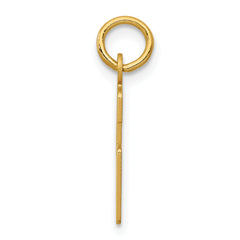 14K Gold Polished Elongated Charm with Laser Cut Design