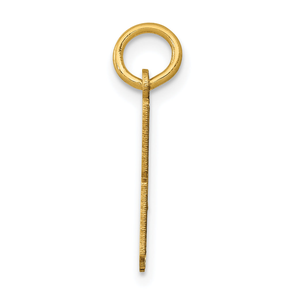 14K Gold Polished Elongated Charm with Laser-Cut Detail Small