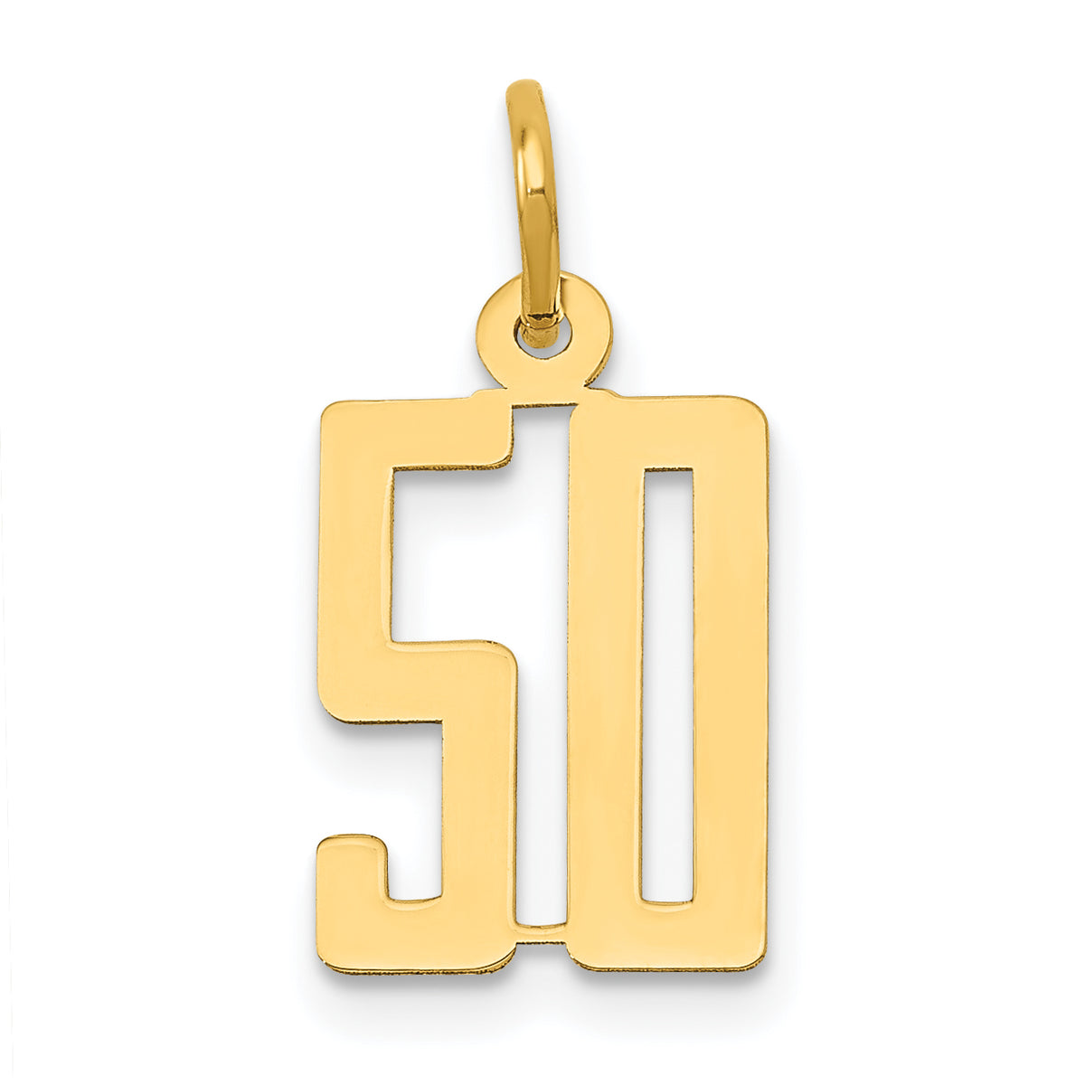 14k Small Elongated Number 50 Charm