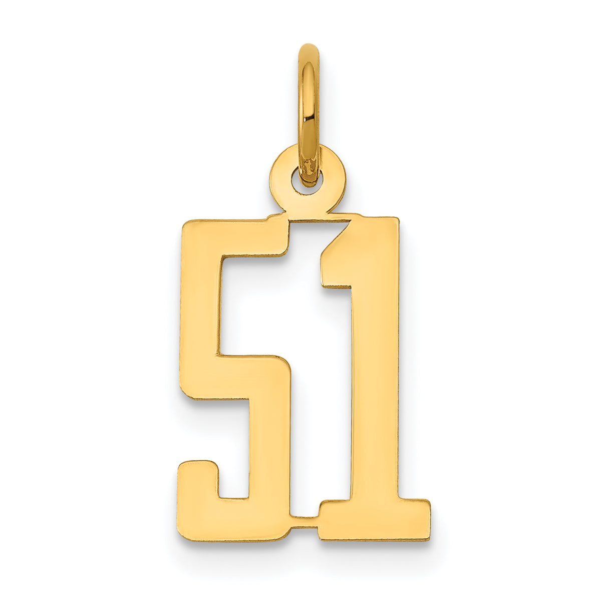 14k Small Elongated Number 51 Charm