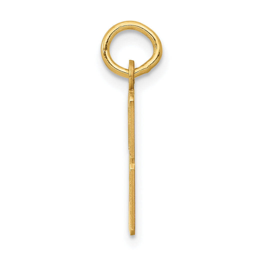 14K Gold Polished Elongated 53 Charm with Laser Cut Detailing