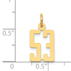 14K Gold Polished Elongated 53 Charm with Laser Cut Detailing