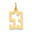 14k Small Elongated Number 53 Charm