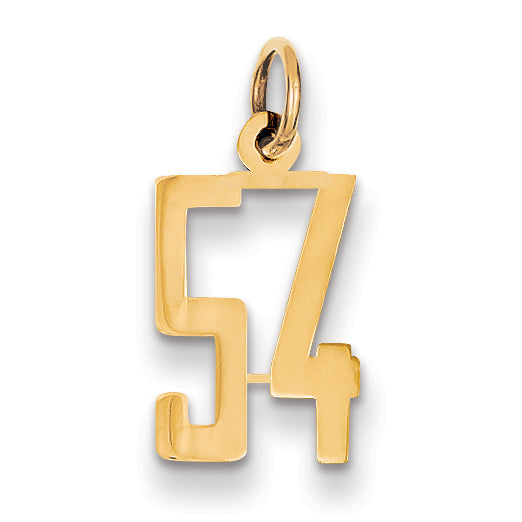 14k Small Elongated Number 54 Charm