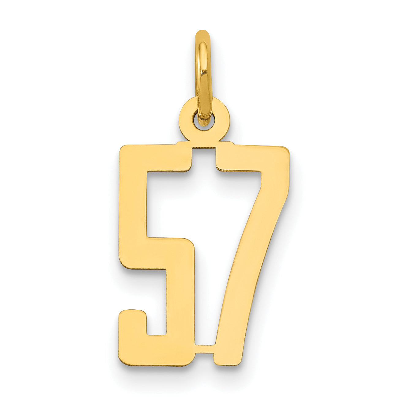 14k Small Elongated Number 57 Charm