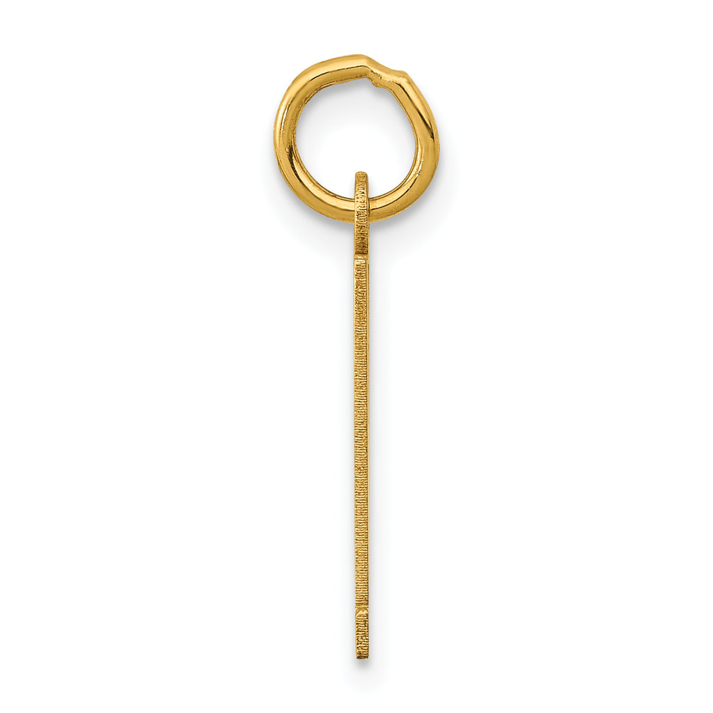 14K Gold Polished Elongated 61 Charm Small, Laser Cut