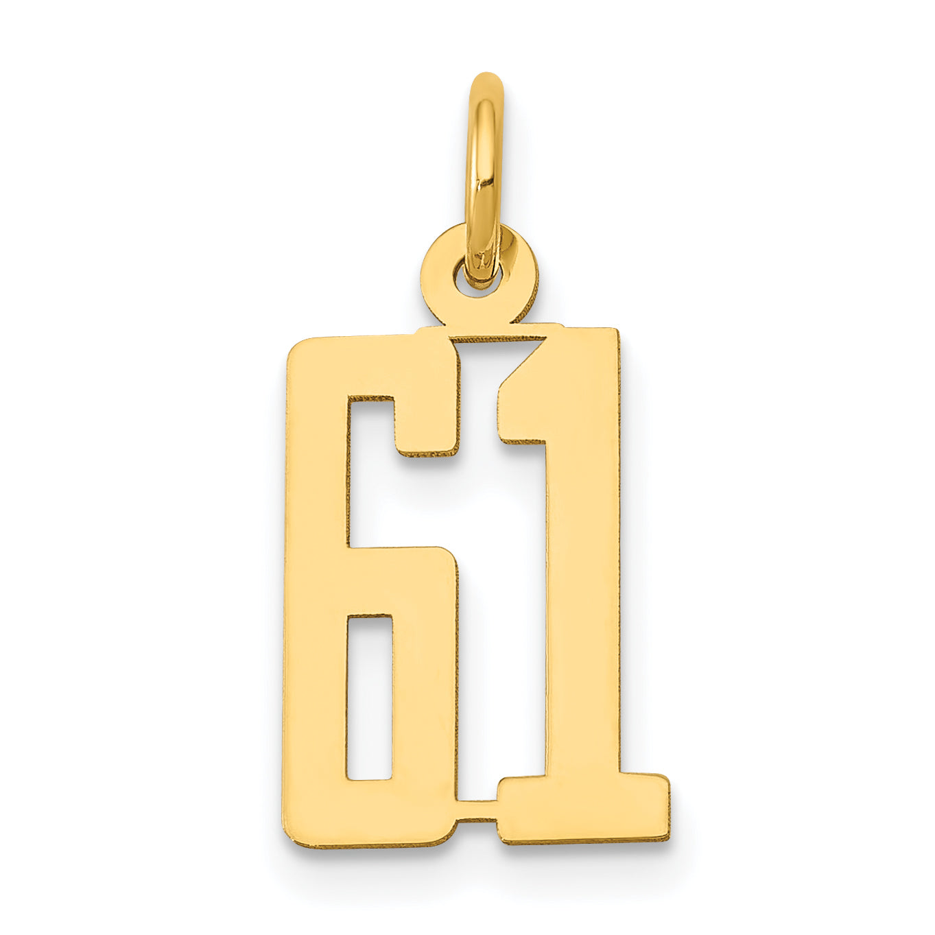 14k Small Elongated Number 61 Charm Main image