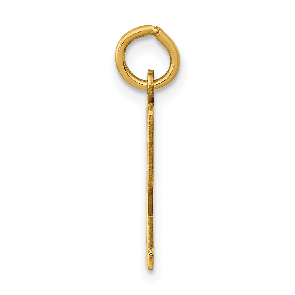 14K Gold Polished Elongated Charm  Small, Laser Cut, Elegant Design