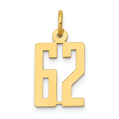 14k Small Elongated Number 62 Charm