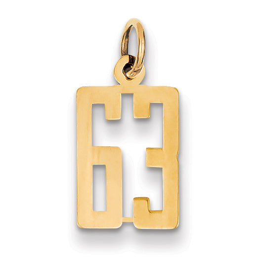 14k Small Elongated Number 63 Charm