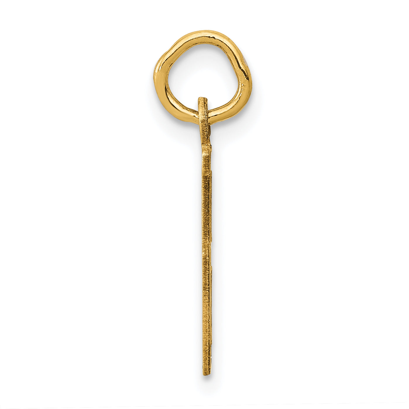 14K Gold Polished Elongated 65 Charm Pendant Small, Laser Cut Secondary image