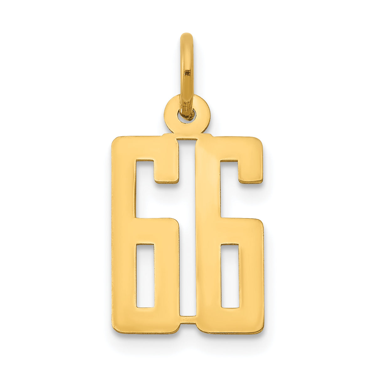 14k Small Elongated Number 66 Charm