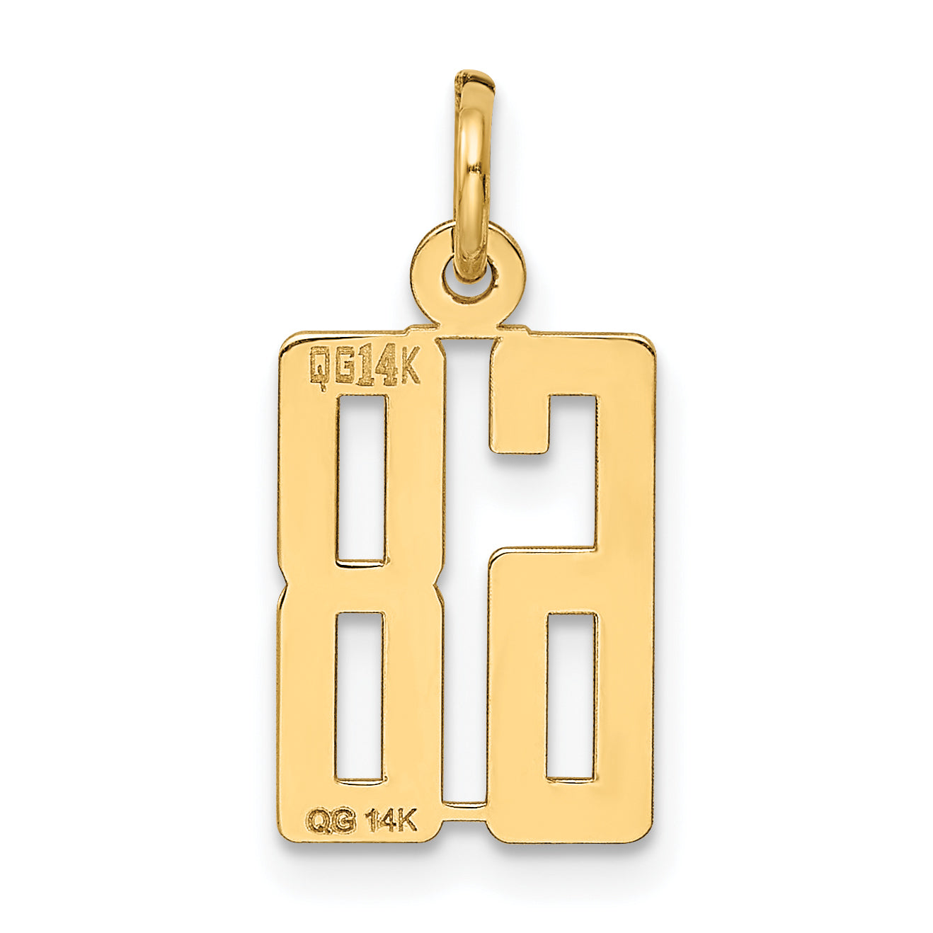 14K Gold Polished Elongated Charm with Laser-Cut Detailing Small