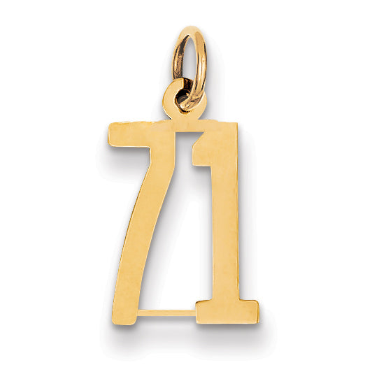 Number 71 Laser Cut Small Themed Charm in 14K Yellow Gold - Sophia Jewelers