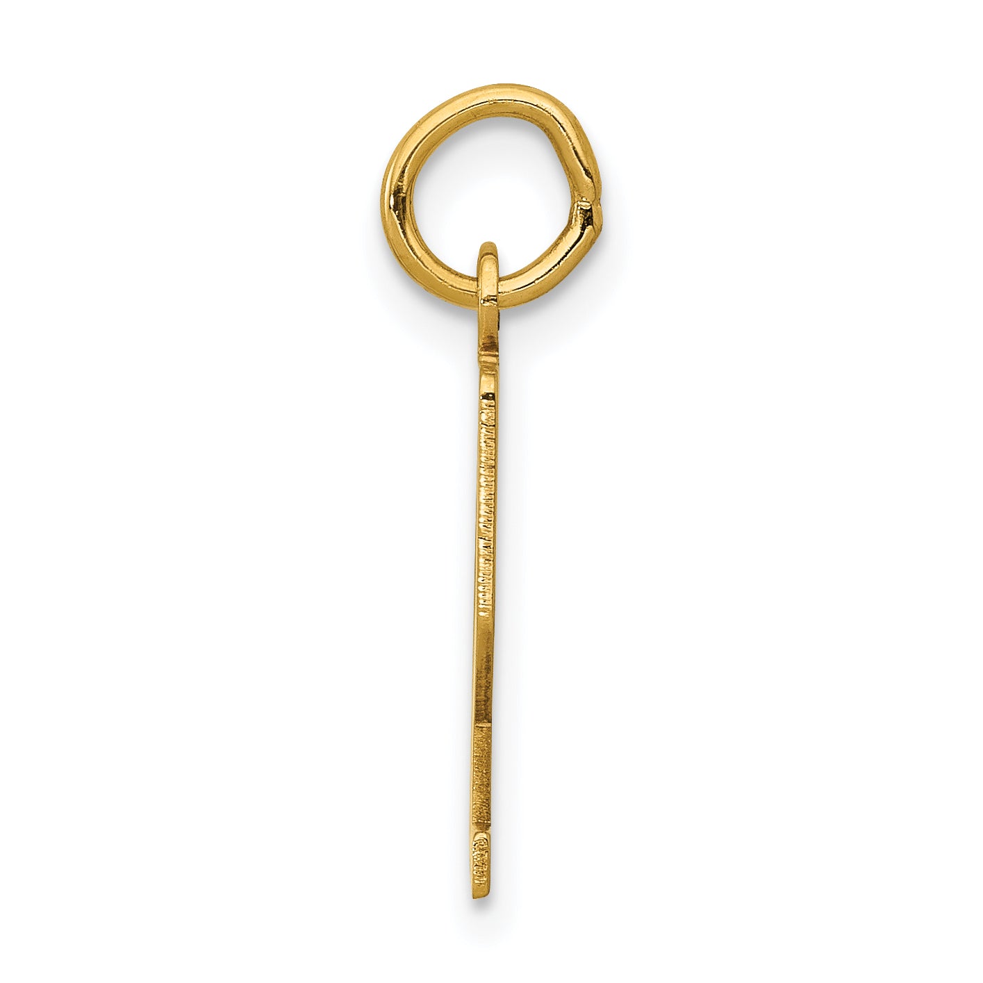 14K Gold Polished Elongated Charm with Laser Cut Design Small, Elegant Secondary image