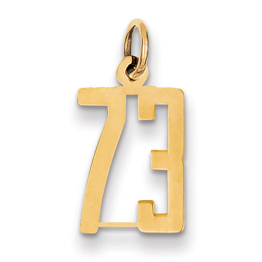 14k Small Elongated Number 73 Charm