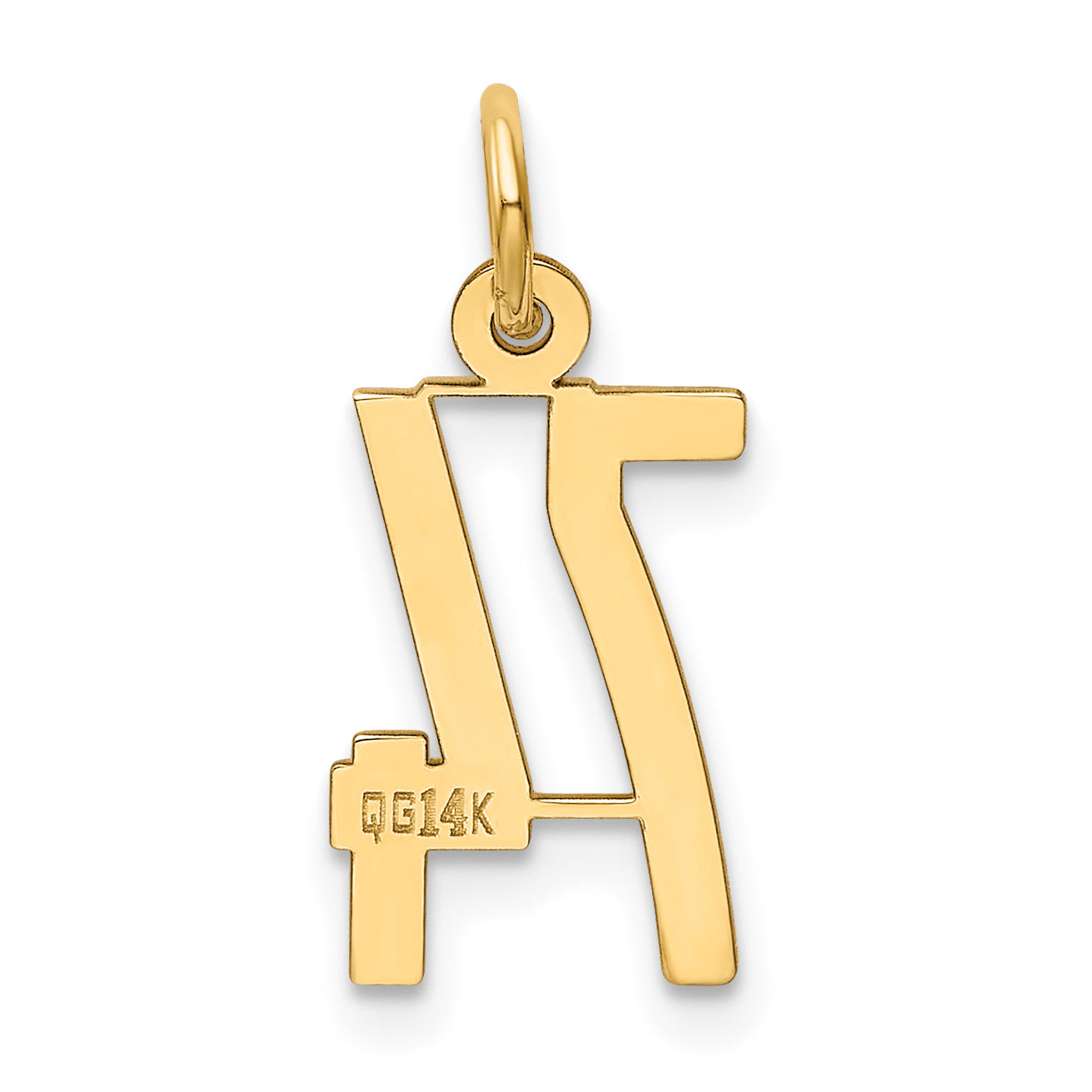 14K Gold Polished Elongated 74 Charm Small and Elegant