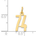 14K Gold Polished Elongated 74 Charm Small and Elegant
