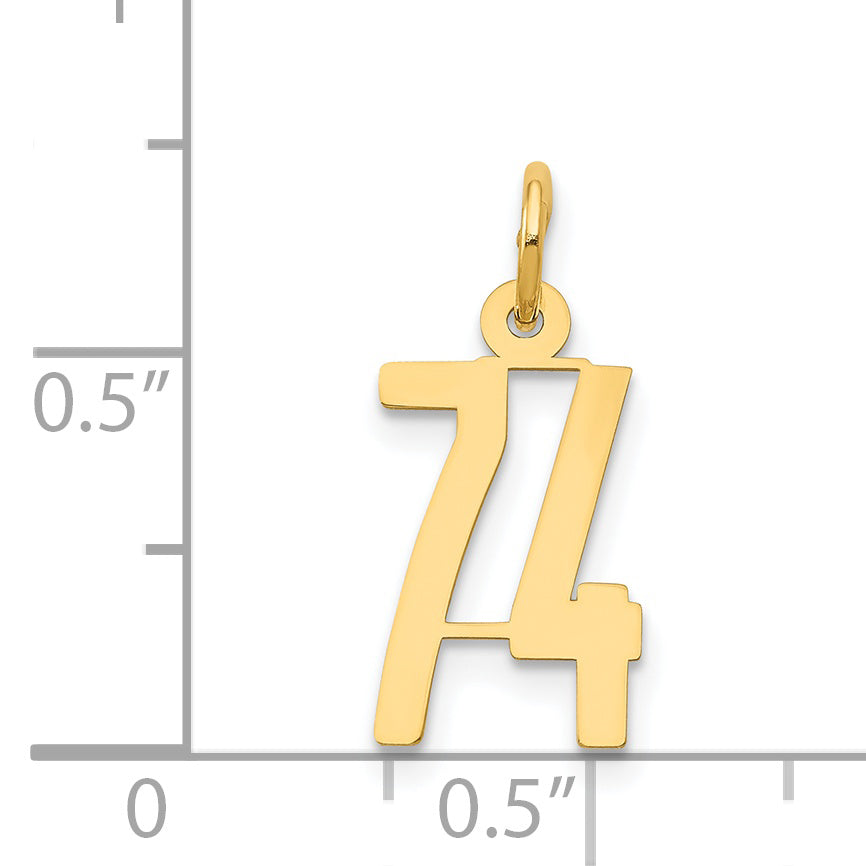 14K Gold Polished Elongated 74 Charm Small and Elegant