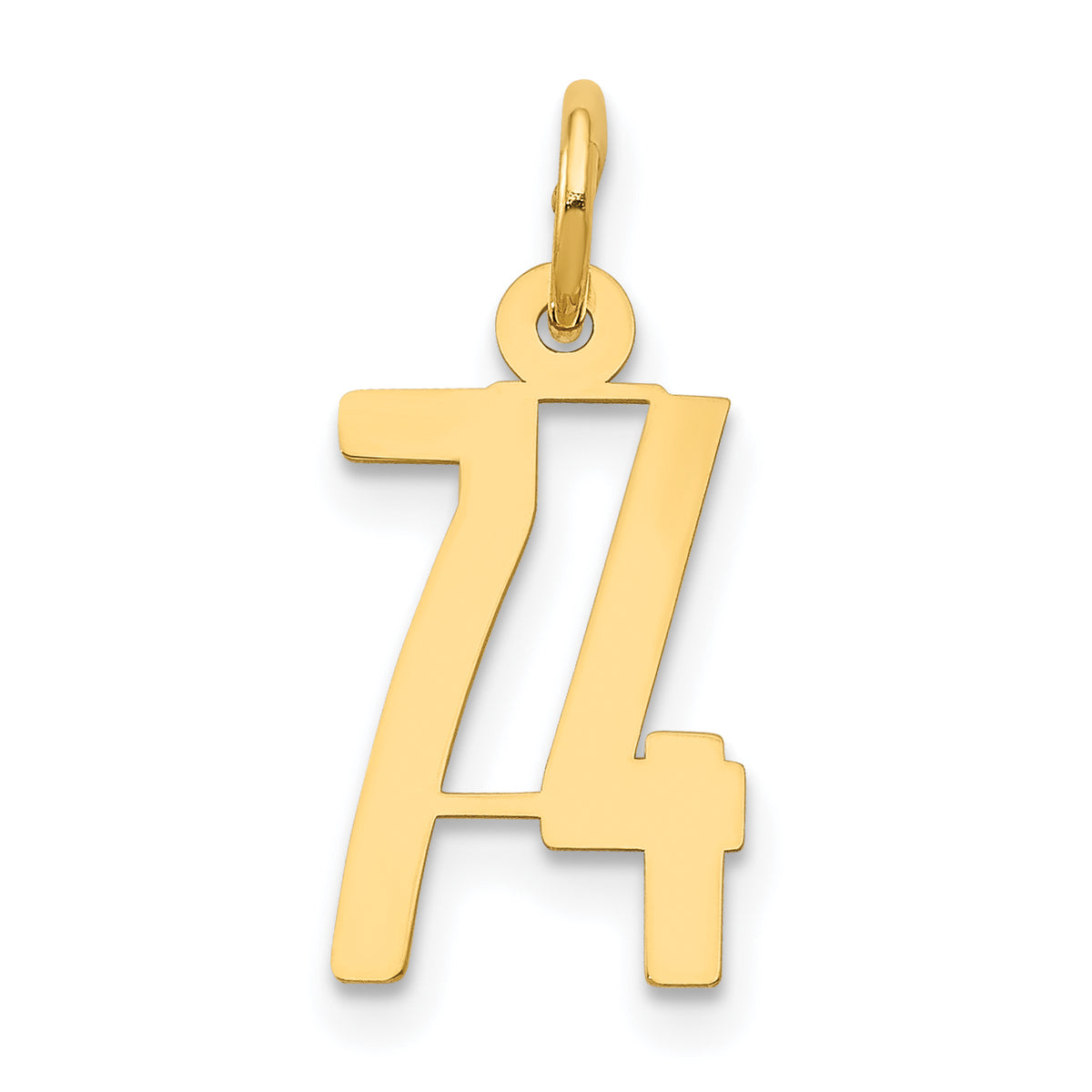 14k Small Elongated Number 74 Charm