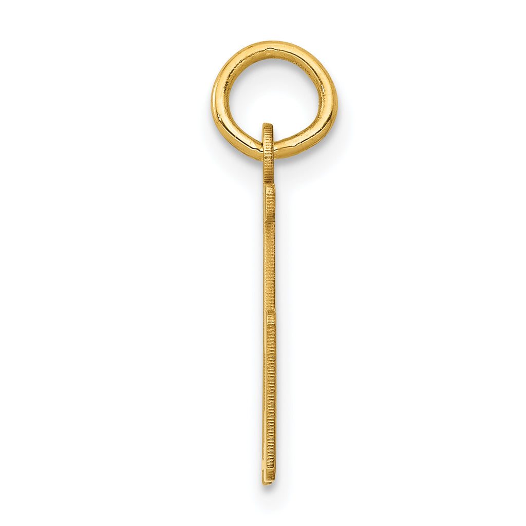 14K Gold Polished Small Elongated 75 Charm  Elegant Laser-Cut Design