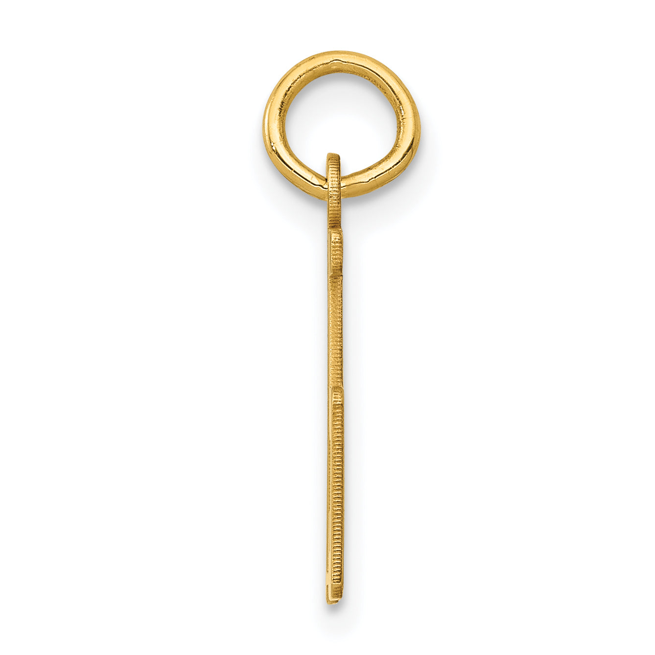 14K Gold Polished Small Elongated 75 Charm  Elegant Laser-Cut Design